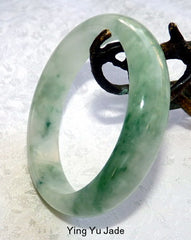 "Flowing" Icy Green Veins Burmese Jadeite Old Mine Bangle Bracelet 57mm (BB2690)