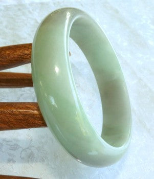 Green with Gray Hues Old Mine Jadeite Bangle Bracelet 58mm (BB2695)