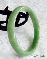 Vintage Slender Varied Green Veins  Burmese Jadeite Jade Bangle Bracelet Small Size 54mm (TI-2857)