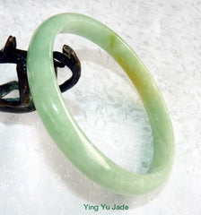 Large/Men's "Kiss of Yellow" Burmese Jadeite Jade Bangle Bracelet 72mm (BB2860)