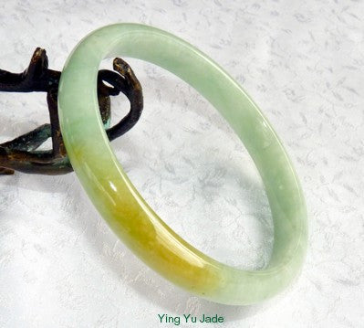 Large/Men's "Kiss of Yellow" Burmese Jadeite Jade Bangle Bracelet 72mm (BB2860)