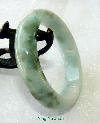 1384 Nov 3 Ying Yu's Jewelry Box: "Precious Earth" Varied Green Veins Jadeite Jade Bangle Bracelet 5105mm (BB2871)