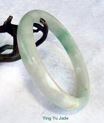 Large/Men's Apple Green Veins on White Genuine Burmese Jadeite Jade Bangle Bracelet 69.5mm (BB2872)