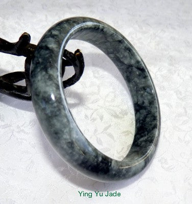 1672 feb 13 2018 "Stars in the Night Sky" Deep Charcoal Grade A Burmese Jadeite Bangle Bracelet 63mm (BB2873)