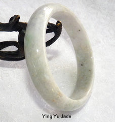 "Endlessly Interesting" Spiritual White Burmese Jadeite Bangle Bracelet 58mm (BB2923)