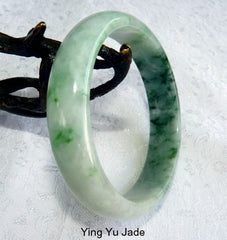 "Live Life Well" Old Mine Burmese Jadeite Bangle Bracelet 56mm (BB-2932)