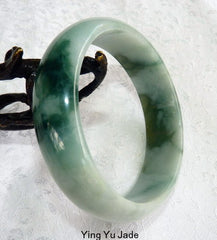 "Yin and Yang" Burmese Jadeite "Old Mine" Bangle Bracelet 59 mm (BB2953)