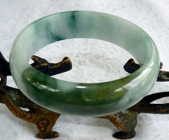 "Yin and Yang" Burmese Jadeite "Old Mine" Bangle Bracelet 59 mm (BB2953)