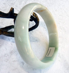 Strength and Resilience"  Gold Etched Bamboo  "Old Mine" Burmese Jadeite Bangle Bracelet 58.5 mm + Certificate (BB2968)
