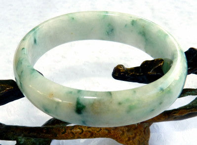 Small Oval Burmese Jadeite "Old Mine" Bangle Bracelet Fits Like 49 MM (BB2972)