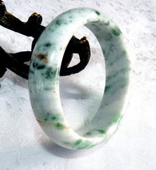 Clearance-Imperial Green Veins Small Burmese Jadeite Bangle Bracelet Grade A 50.5 mm (BB2987)