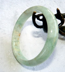 "Happy Heart" Old Mine Burmese Jadeite Bangle Bracelet 56 mm (BB2995)