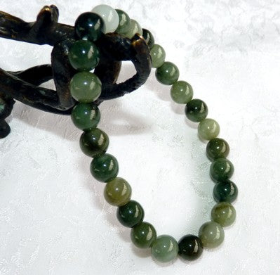 1752 6-24-18 Last One!-Yang "Personal Power" Burmese Jadeite Bead Bracelet (BJBrac-12)