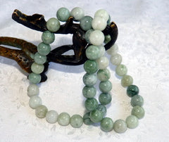 "Yin and Yang" Balancing Burmese Jadeite 8mm Beads Stretch Bracelet   (BJBeads-17)
