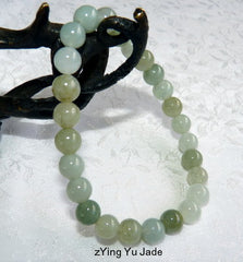 "Glowing" Burmese Jadeite Stretch Bead Bracelet (YYJ-B-8)