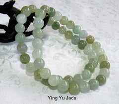 "Glowing" Burmese Jadeite Stretch Bead Bracelet (YYJ-B-8)