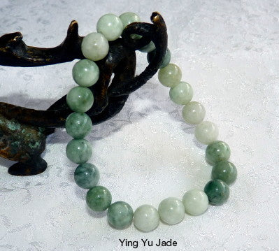 Yin and Yang" Balancing Burmese Jadeite 10 mm Beads Stretch Bracelet (BJBeads-18)