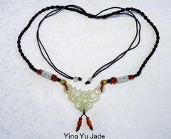 "Elegant" Detailed Carving Burmese Jadeite Pendant Necklace (BJNECK-55)