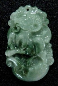 "Goat / Ram Creativity" Burmese Jadeite Well Carved Grade A Jadeite Pendant (BJPZ-Ram)
