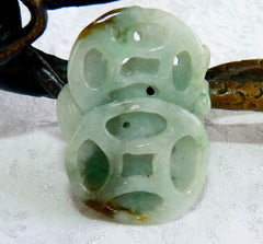 "Monkey Protects Peach, Luck and Fortune" Burmese Jadeite Pendant (BJP906)