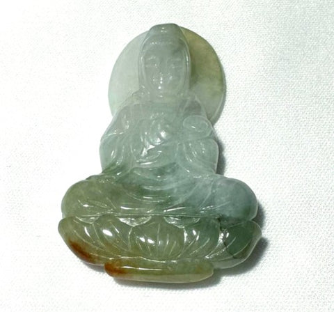 Burmese Jadeite Guan Yin Buddha of Compassion Pendant (BJP918)