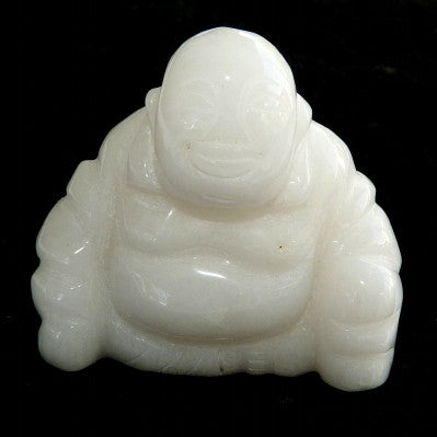 White Jade Buddha Carving-"Protect, Bless" Fits in Your Palm