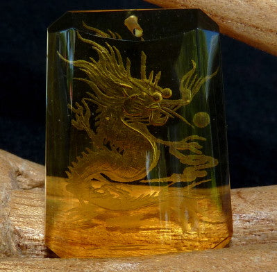 "Dragon Protects" Chinese  Crystal Pendant (CP-252)