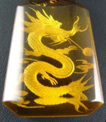 Chinese Dragon Play Pearl  Citrine Crystal Pendant (CP201)