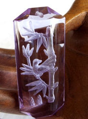 Lovely Lavender Crystal "Bamboo and Bird" Pendant (CP50)