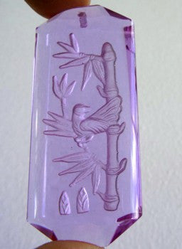 Lovely Lavender Crystal "Bamboo and Bird" Pendant (CP50)