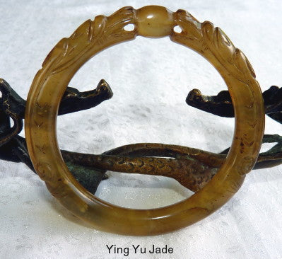 Dynasty Style "2 Dragons Play Pearl" Chinese Jade Bangle Bracelet 64.5 mm (DC151)