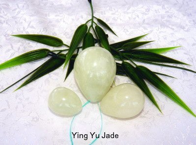 Sale-Women's Wellness Sale - Set Three "Yin" Light Green Jade Yoni Eggs for Women-Drilled Hole-Kegel Exercise