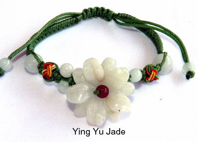 Sale- "Spiritual Flower" Burmese Jadeite Adjustable Bracelet (BJB-82)