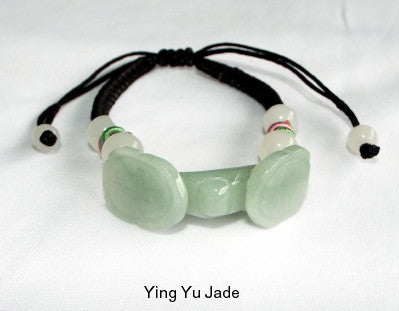 Auspicious Ruyi Burmese  Jadeite Adjustable Bracelet (JFB57)