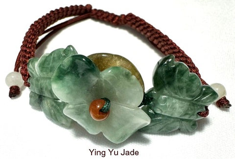 Burmese Jadeite Bracelet "Butterflies Surround Flower" (FJB86)