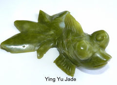 Auspicious Good Luck and Longevity Chinese Jade Goldfish Carving- 3D Large Size