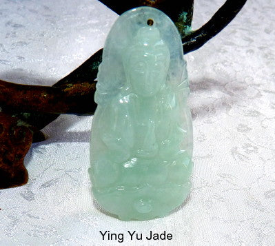Slender Elegant Guan Yin, Buddha of Compassion, Jadeite Jade Pendant (BJP902)