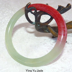 "Kiss of Blood Red" Chinese Jade Bangle Bracelet 56mm (Nj-2666))
