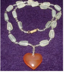 Elegant Chinese Jade Bead Necklace with Heart 16"