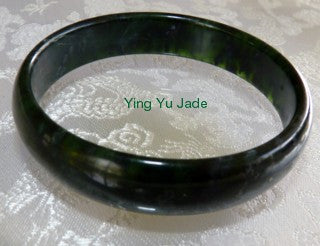 1297 July 7  Rare "Luminous" Chinese Jade Deep Deep Green Bangle 62mm (NJL2222)