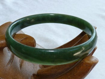 "Luminous" Deep Deep Green Chinese Jade Bangle Bracelet 57mm (NJL2232)