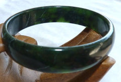"Luminous" Deep Deep Green Chinese Jade Bangle Bracelet 60mm (NJL2233)