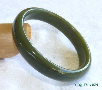 1403 Nov 26 Deep Green Natural Color Chinese Jade Bangle Bracelet 62.5mm (NJ2500)