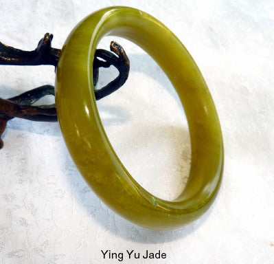 Classic Olive Green "Spleen Meridian"  Chinese Jade Bangle 67mm  (NJ2580)