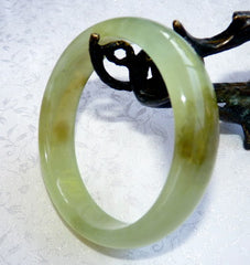 Varied Green All Round Chinese Jade Bangle Bracelet 58.5 mm (NJ2637)