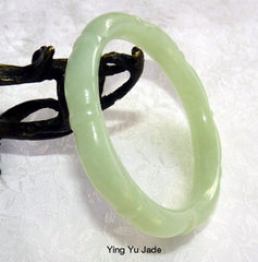 "Dynasty" Carved Chinese Jade Bangle Bracelet 65mm (NJ-CARV-31-65)