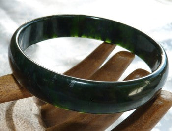 1788 Sept 28 2018 "Luminous" Deep Deep Green Chinese Jade Bangle Bracelet 58.2mm (NJL2228)