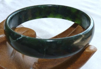 "Luminous" Deep Deep Green Chinese Jade Bangle Bracelet 60mm (NJL2233)