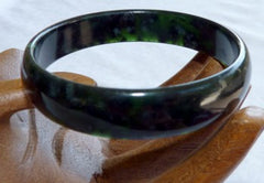 Rare "Luminous"  Chinese Jade Deep Deep Green Jade Bangle Bracelet 58mm (NJL2237)
