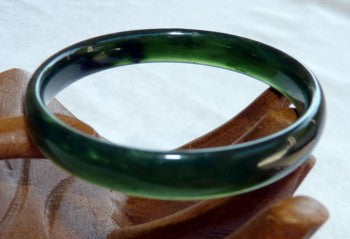 1447 Jan 27 "Luminous" Deep Deep Green Chinese Jade Bangle Bracelet 56.5mm (NJL2238)